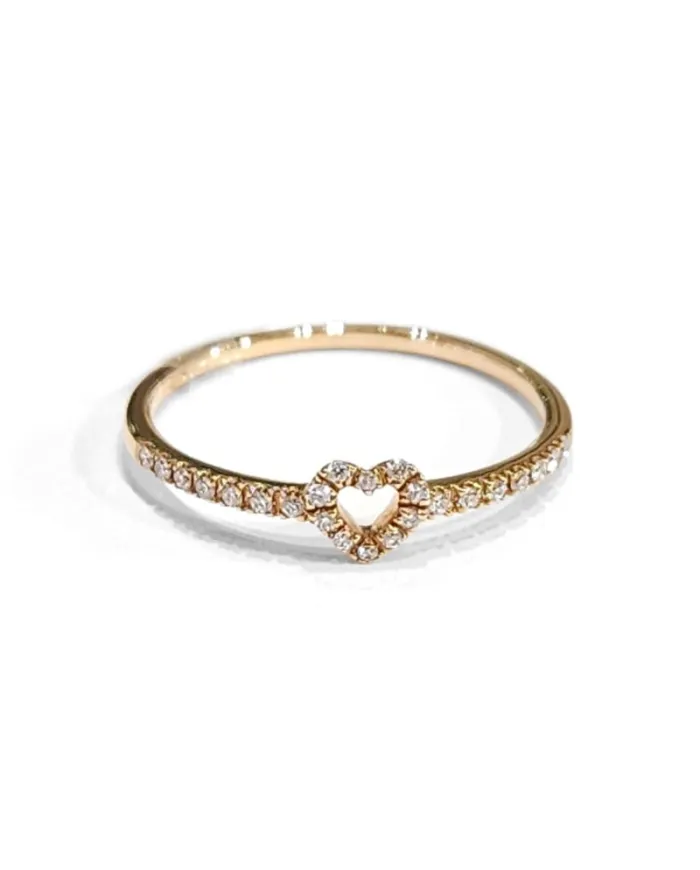 Anello Crivelli in Oro Rosa con Diamanti e Cuore