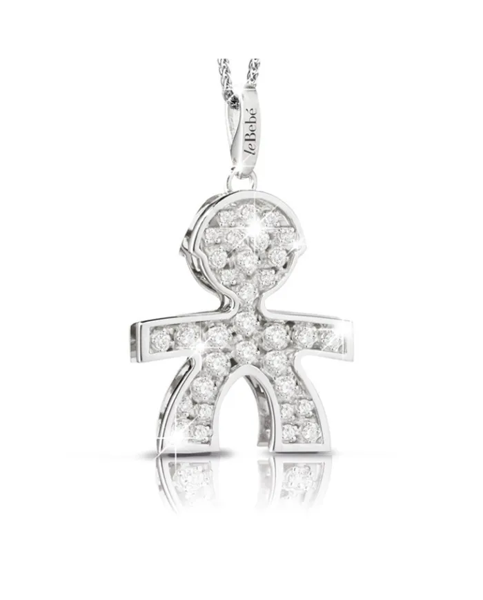 Le Bebé Maschietto pendant in white gold and diamonds with gold chain