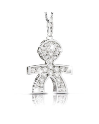 Pendentif Le Bebé Maschietto en or blanc et diamants avec chaîne en or