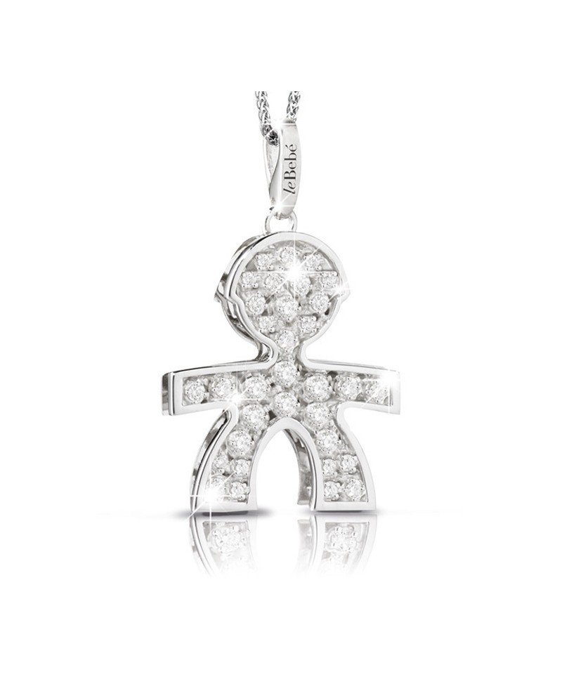 Pendentif Le Bebé Maschietto en or blanc et diamants avec chaîne en or