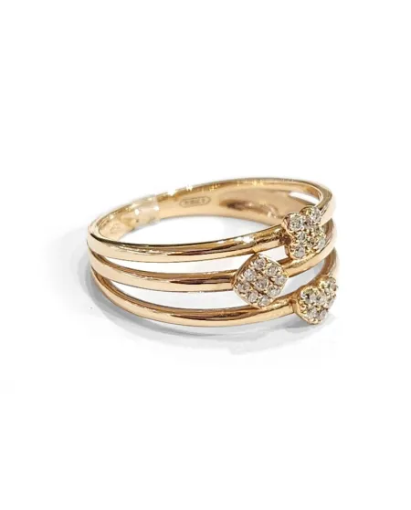 Anello Crivelli in Oro Rosa con Pavé di Diamanti e Simboli