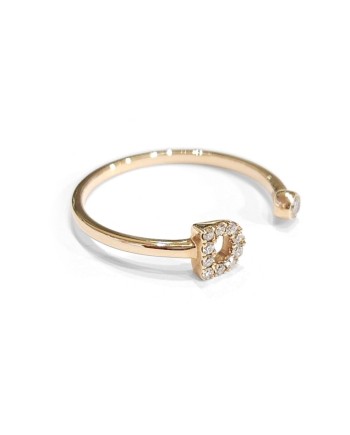Bague ouverte Crivelli en or rose avec diamants et lettre "D"