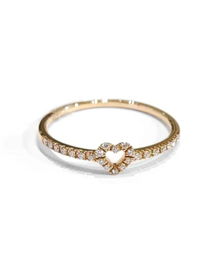 Anello Crivelli in Oro Rosa con Diamanti e Cuore
