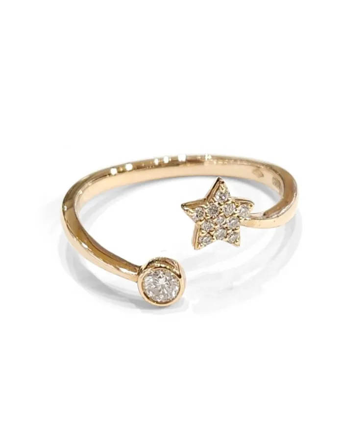 Crivelli Open Ring in Rose Gold with Diamonds and Star