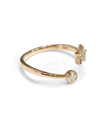 Bague ouverte Crivelli en or rose avec diamants et étoile