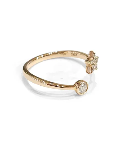 Crivelli Open Ring in Rose Gold with Diamonds and Star