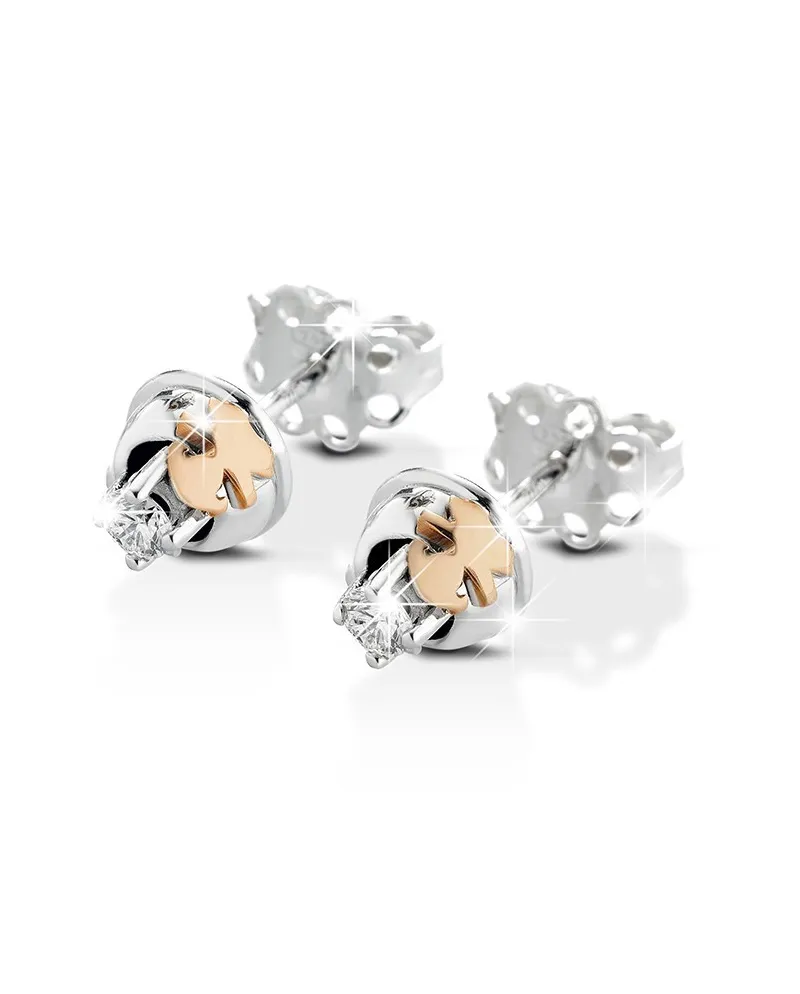 Boucles d'oreilles Le Bébé en or blanc, or rose et diamants pour filles Boucles d'oreilles Le Bébé en or blanc, or rose et diamants pour filles