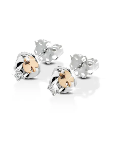 Boucles d'oreilles Le Bébé en or blanc, or rose et diamants pour filles