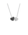 Collana Crivelli in Oro Bianco con Cuori di Diamanti Bianchi e Neri