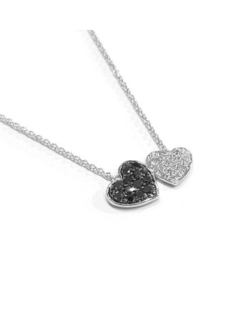 Crivelli Necklace in White Gold with Hearts of White and Black Diamonds