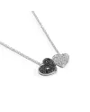 Collana Crivelli in Oro Bianco con Cuori di Diamanti Bianchi e Neri
