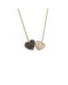 Crivelli Rose Gold Necklace with Black and White Diamond Hearts