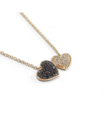 Collana Crivelli in Oro Rosa con Cuori di Diamanti Bianchi e Neri