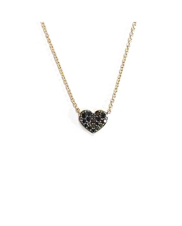 Collier Crivelli en Or Rose avec Coeur de Diamants Noirs
