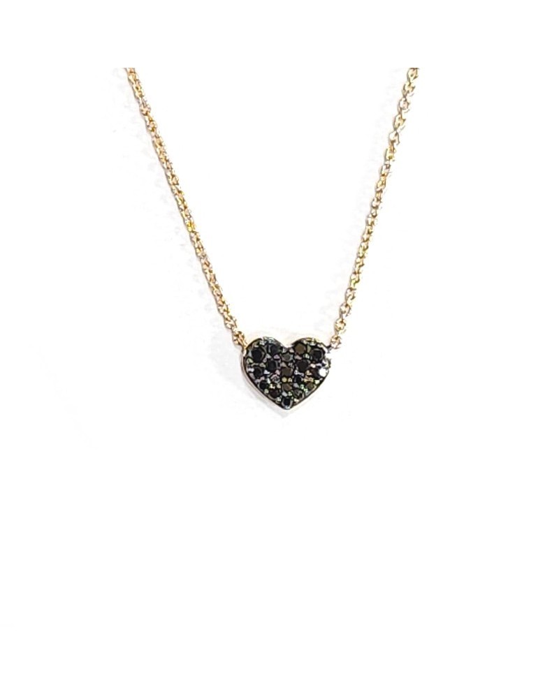 Collier Crivelli en Or Rose avec Coeur de Diamants Noirs