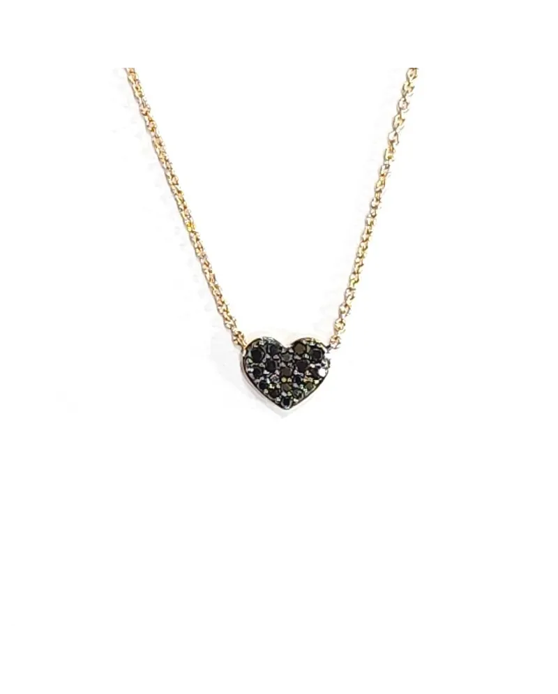 Collier Crivelli en Or Rose avec Coeur de Diamants Noirs