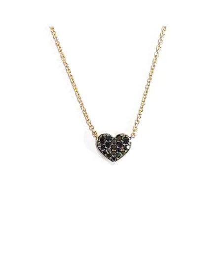 Collier Crivelli en Or Rose avec Coeur de Diamants Noirs