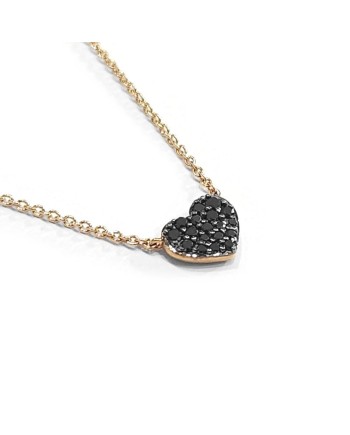 Collier Crivelli en Or Rose avec Coeur de Diamants Noirs