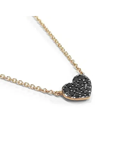 Collier Crivelli en Or Rose avec Coeur de Diamants Noirs