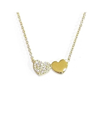 Collana Crivelli in Oro Giallo con Cuori e Diamanti Bianchi