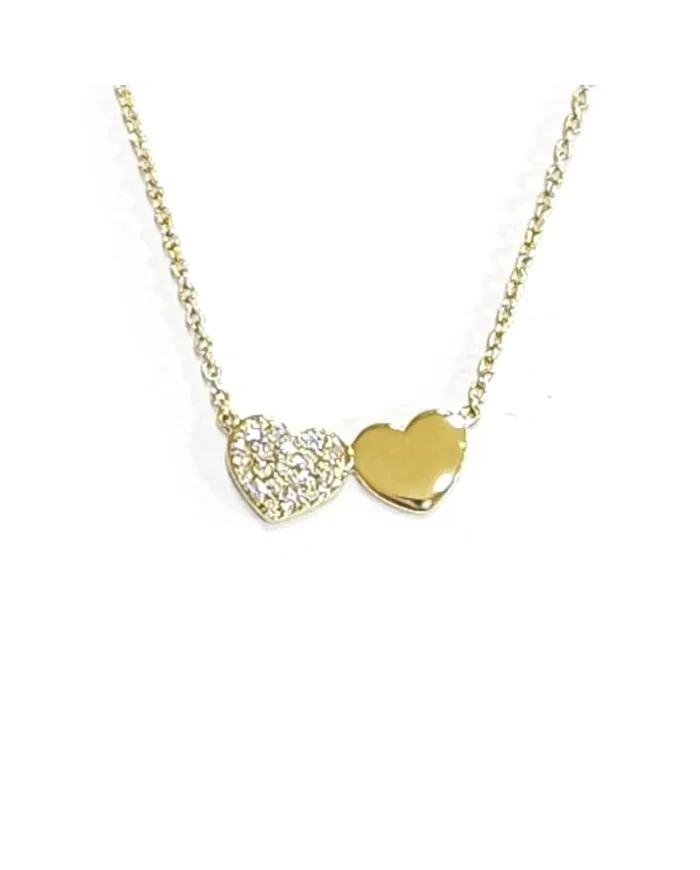 Crivelli Necklace in Yellow Gold with Hearts and White Diamonds