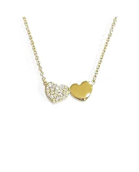 Collana Crivelli in Oro Giallo con Cuori e Diamanti Bianchi