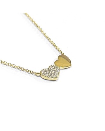 Collana Crivelli in Oro Giallo con Cuori e Diamanti Bianchi