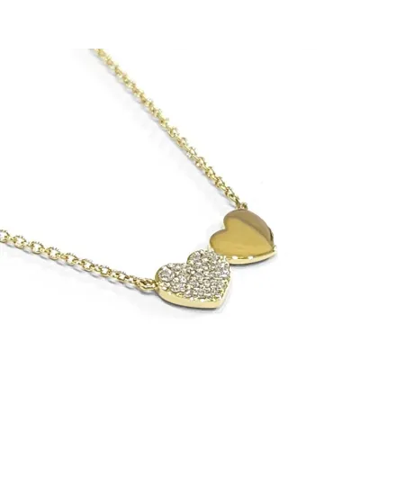 Crivelli Necklace in Yellow Gold with Hearts and White Diamonds