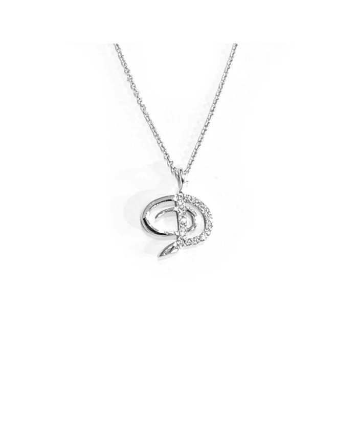 Collier Crivelli en Or Blanc avec Diamants Lettre "D"
