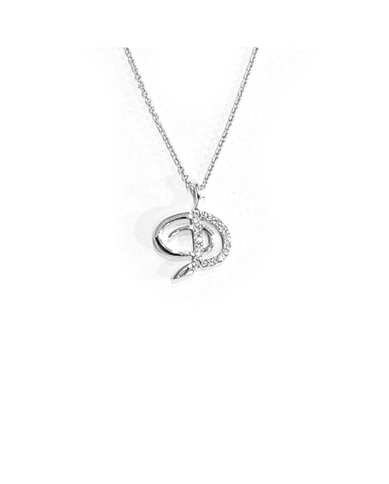 Collier Crivelli en Or Blanc avec Diamants Lettre "D"