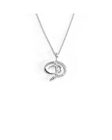 Collier Crivelli en Or Blanc avec Diamants Lettre "D"