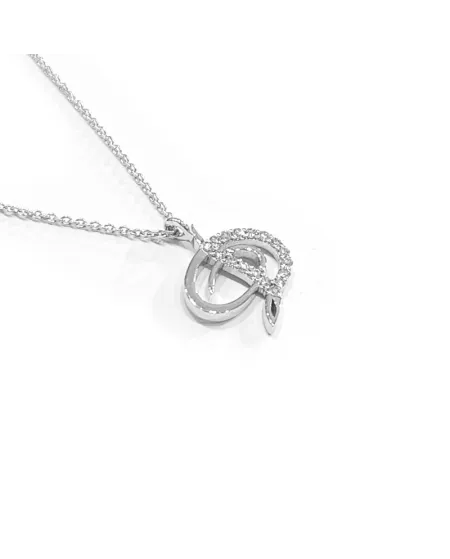 Collana Crivelli in Oro Bianco con Diamanti Lettera "D" Corsivo