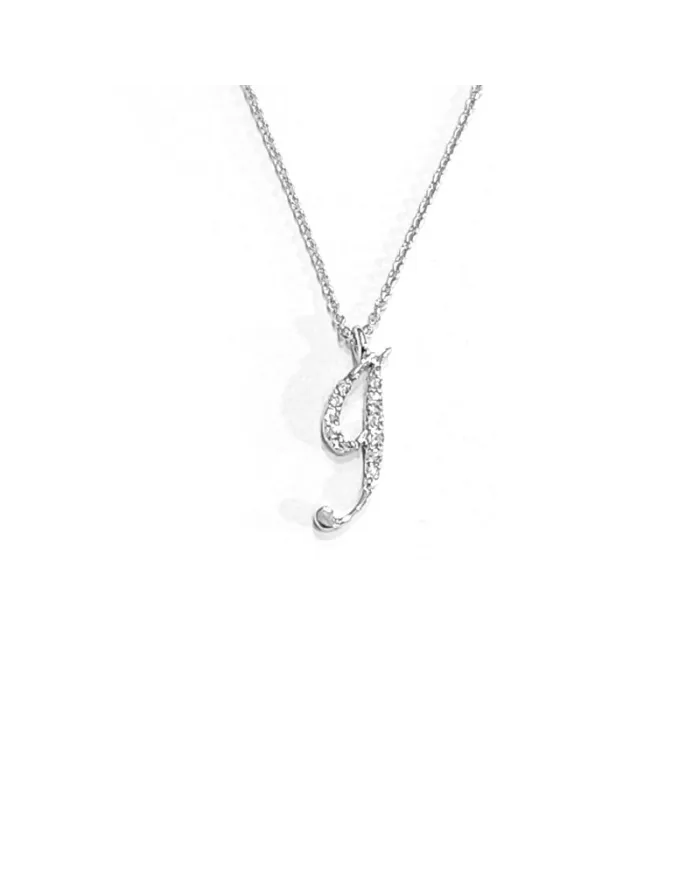 Collier Crivelli en Or Blanc avec Diamants Lettre "I"