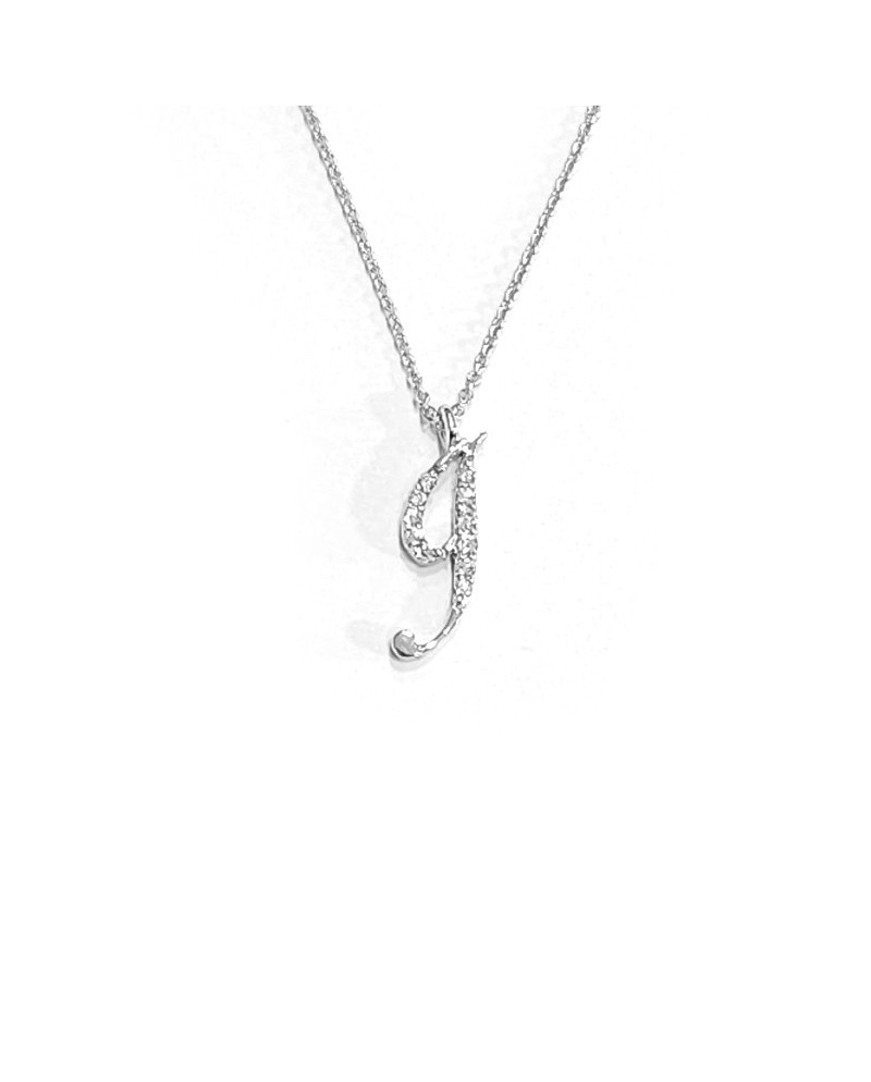 Collier Crivelli en Or Blanc avec Diamants Lettre "I"