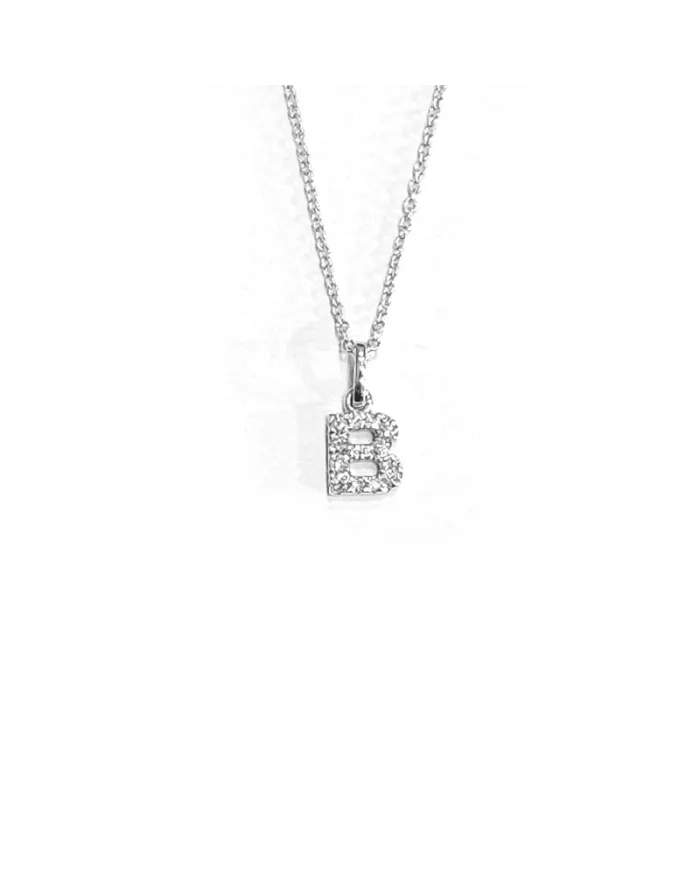 Crivelli Necklace in White Gold with Diamonds Letter "B"
