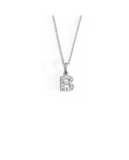 Collier Crivelli en Or Blanc avec Diamants Lettre "B"