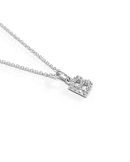 Collana Crivelli in Oro Bianco con Diamanti Lettera "B"