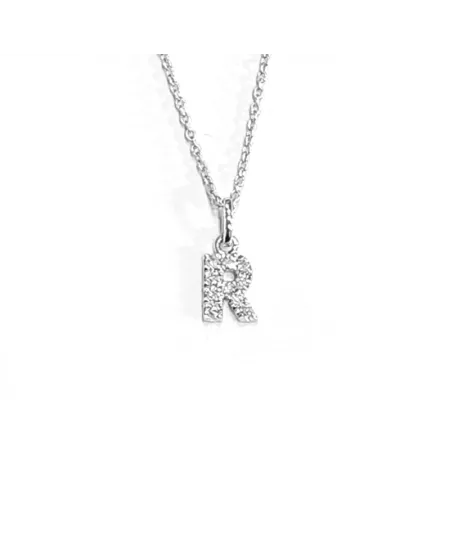 Crivelli Necklace in White Gold with Diamonds Letter "R"