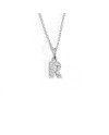Collier Crivelli en Or Blanc avec Diamants Lettre "R"