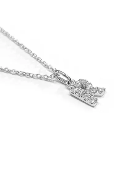 Collana Crivelli in Oro Bianco con Diamanti Lettera "R"