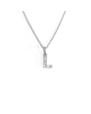 Collier Crivelli en Or Blanc avec Diamants Lettre "L"