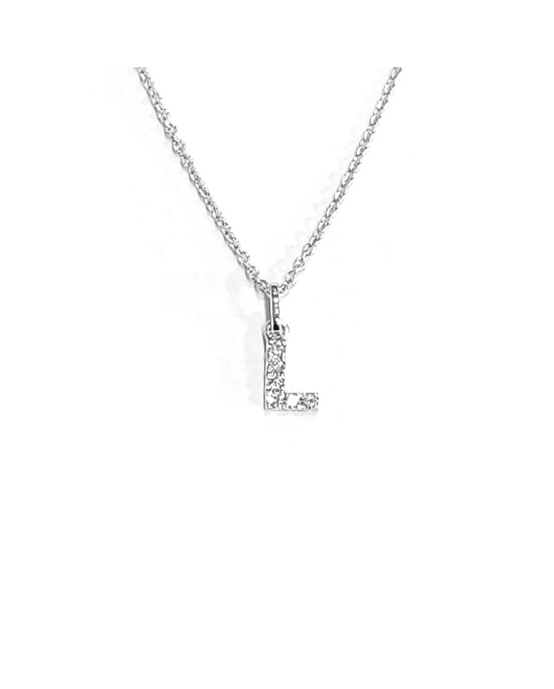 Collier Crivelli en Or Blanc avec Diamants Lettre "L"