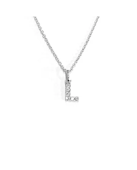 Collier Crivelli en Or Blanc avec Diamants Lettre "L"