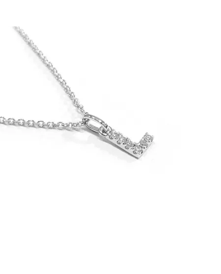Collana Crivelli in Oro Bianco con Diamanti Lettera "L"
