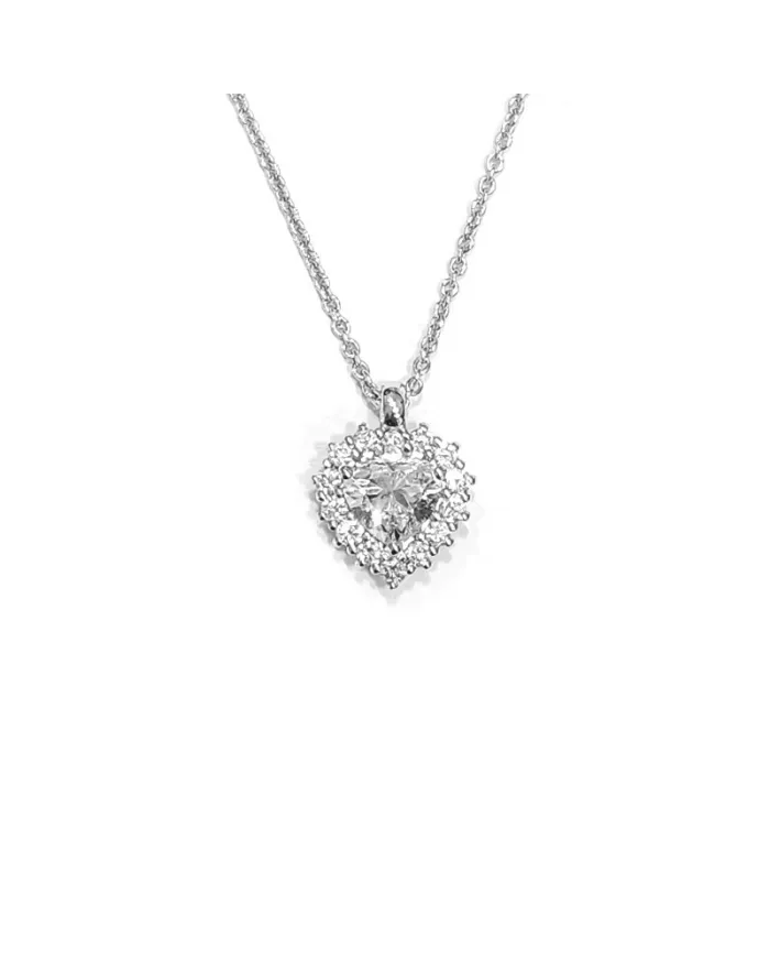 Collier ras de cou Crivelli en or blanc avec diamants et diamant coeur