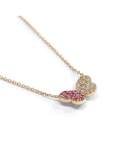 Collana Crivelli in Oro Rosa con Farfalla di Diamanti e Zaffiri