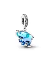 Charm Pendente Pandora Elefante Vetro di Murano Blu