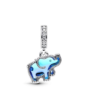 Pandora Elephant Pendant Charm Murano Glass Blue
