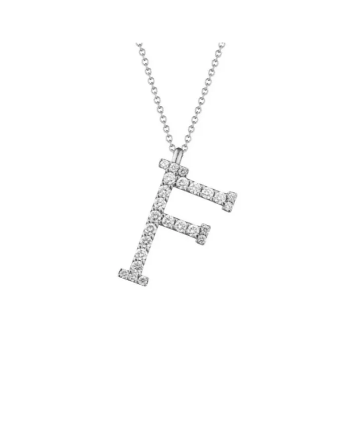 Buonocore You Are Necklace in White Gold with Letter "F" in Diamonds