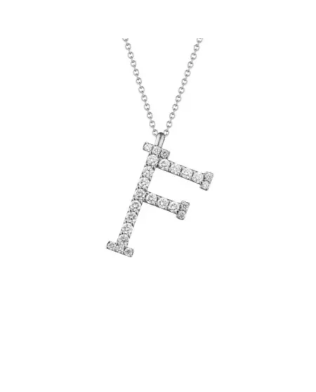 Collier Buonocore You Are en or blanc avec lettre "F" en diamants